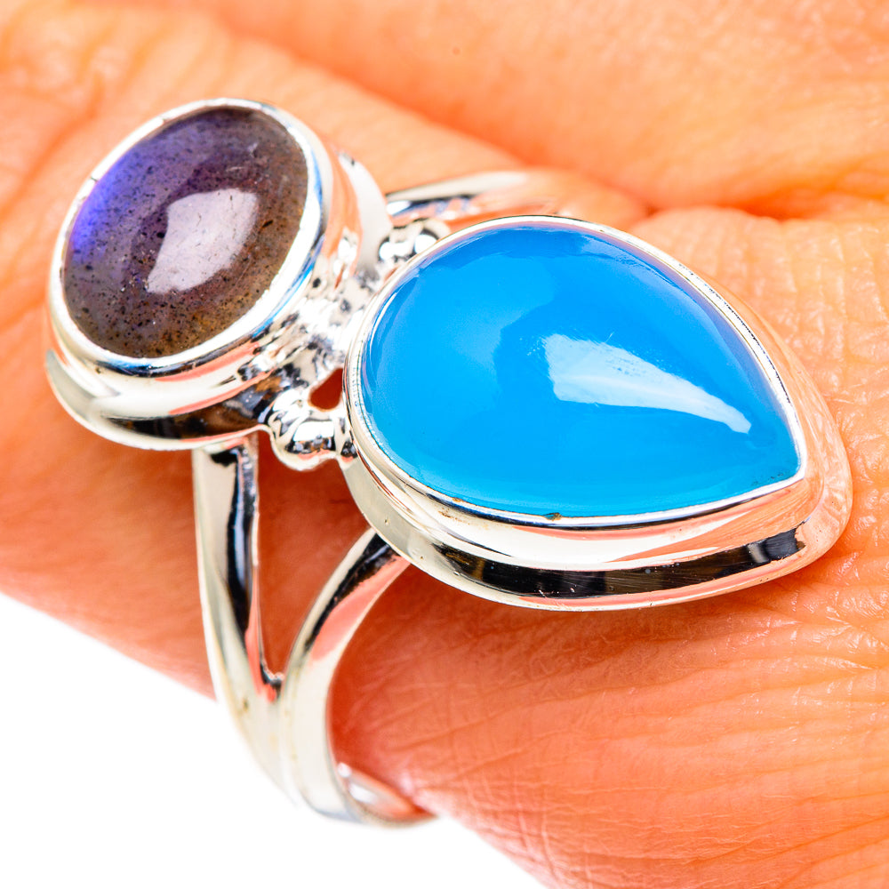 Aqua Chalcedony, Labradorite Rings handcrafted by Anasilvercos - RING85710