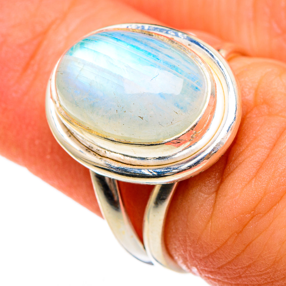 Rainbow Moonstone Rings handcrafted by Anasilvercos - RING85778