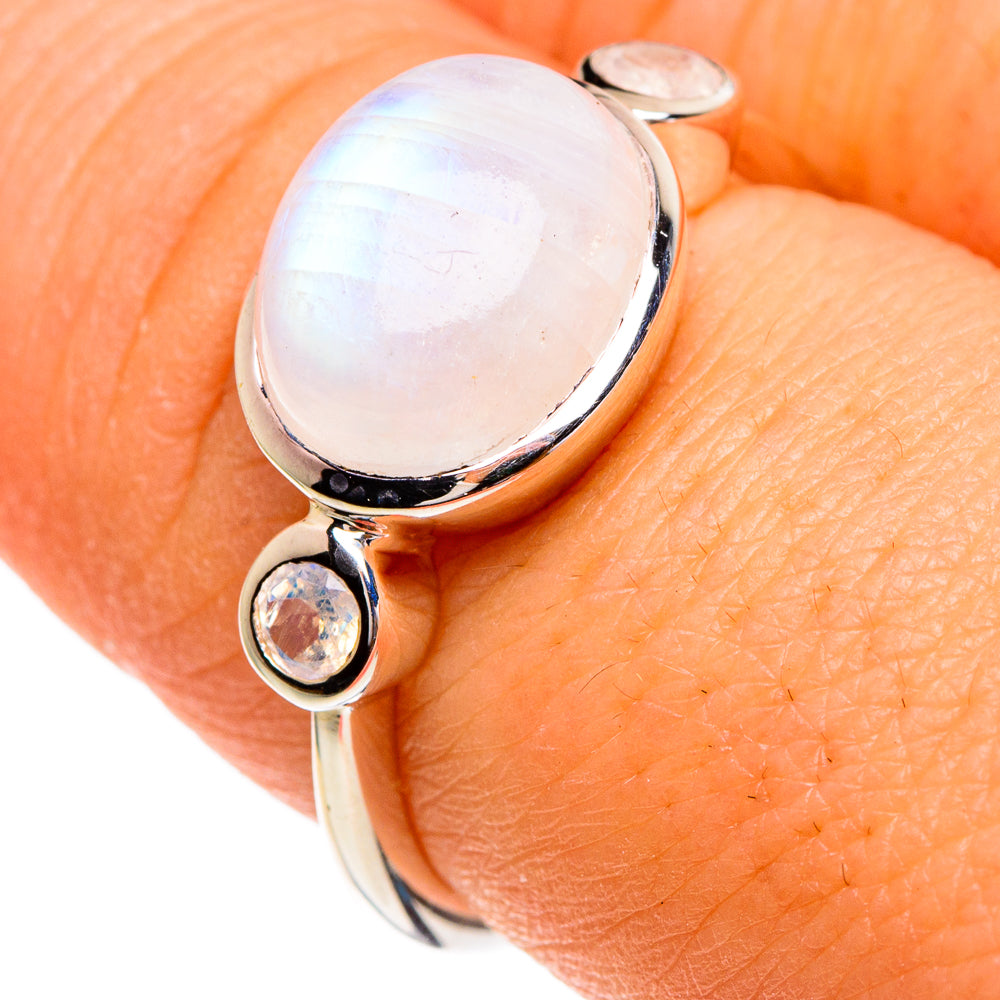 Rainbow Moonstone Rings handcrafted by Anasilvercos - RING85806