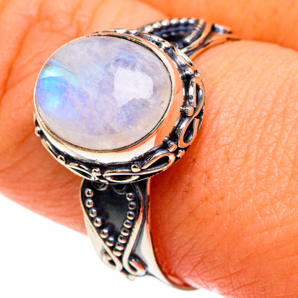Rainbow Moonstone Rings handcrafted by Anasilvercos - RING85851