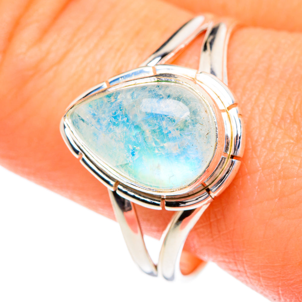 Rainbow Moonstone Rings handcrafted by Anasilvercos - RING85871