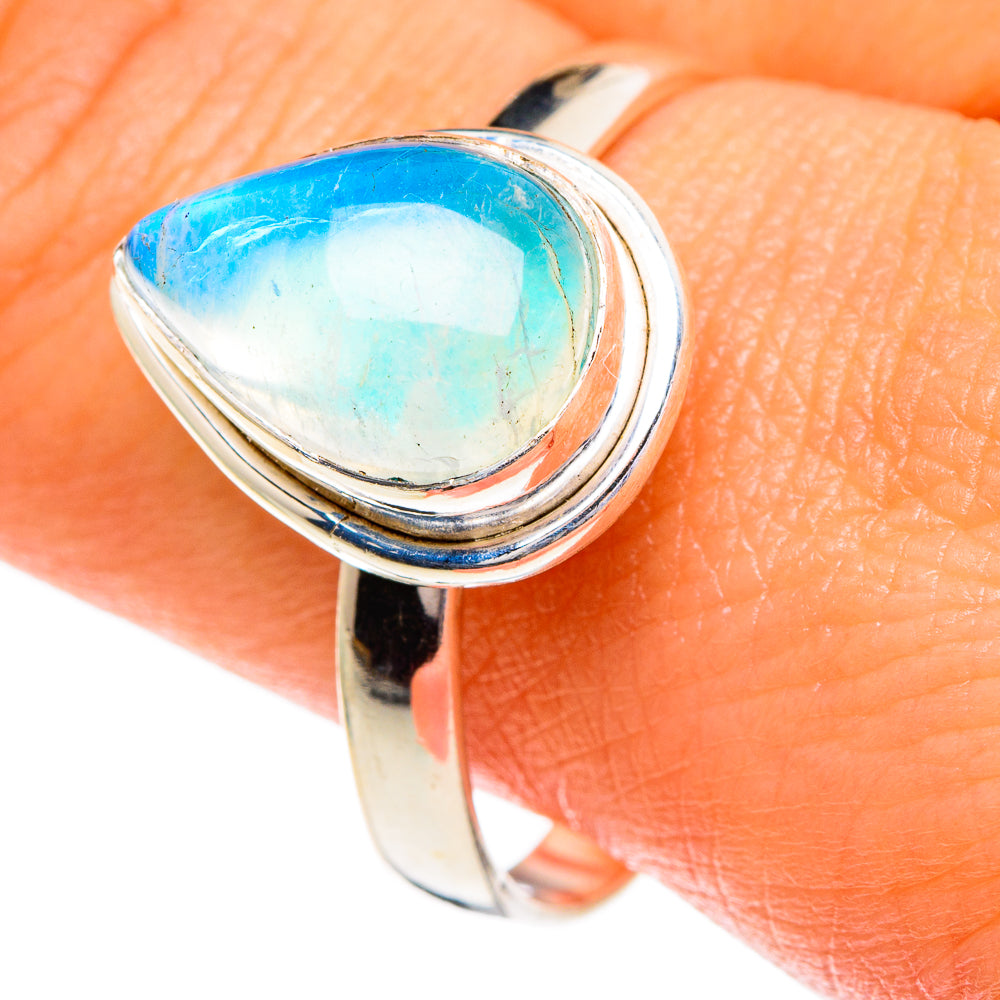 Rainbow Moonstone Rings handcrafted by Anasilvercos - RING85917