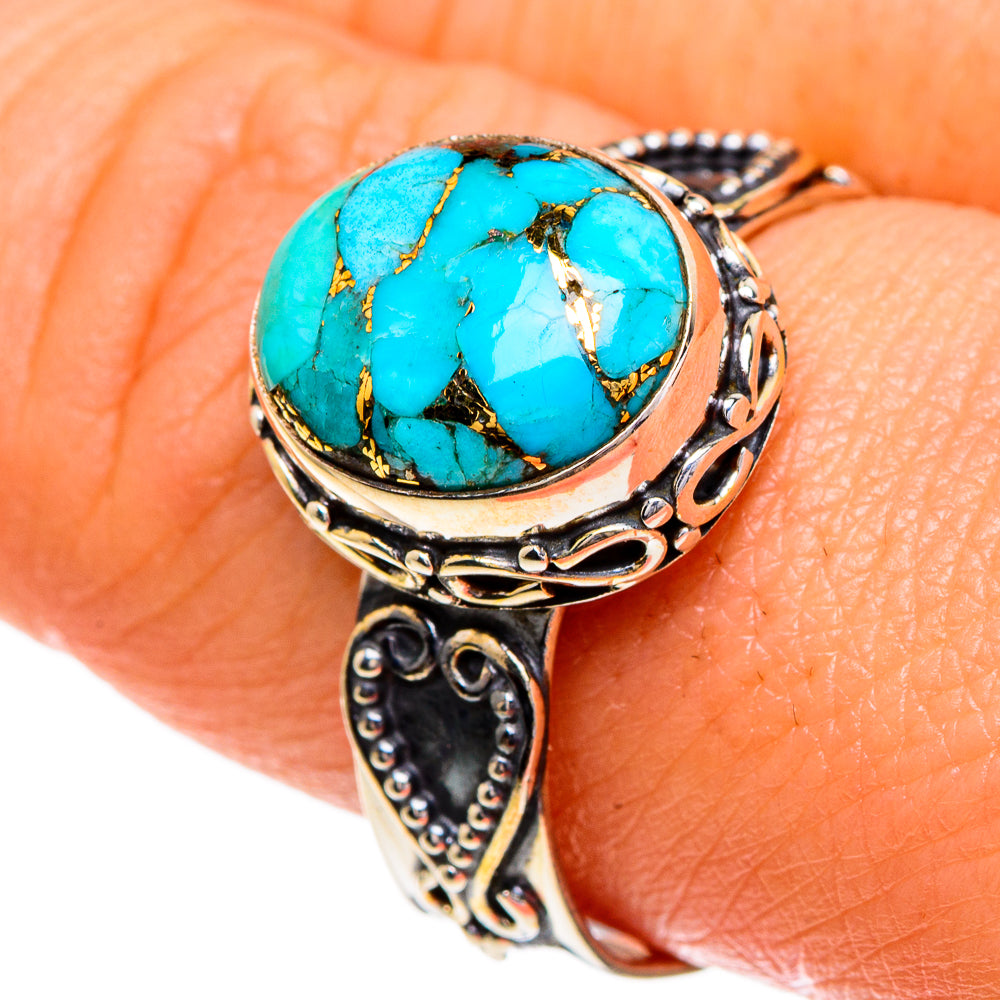 Blue Copper Composite Turquoise Rings handcrafted by Anasilvercos - RING85960