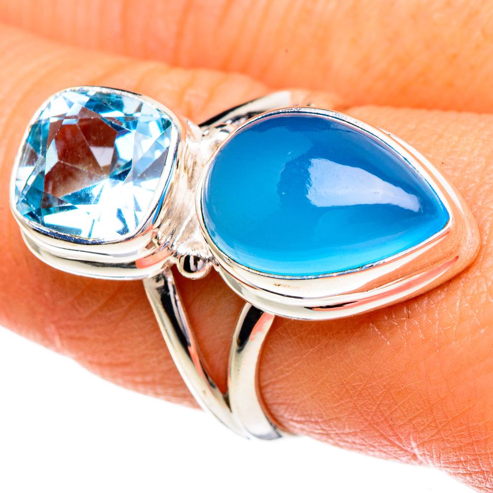 Aqua Chalcedony, Blue Topaz Rings handcrafted by Anasilvercos - RING85991