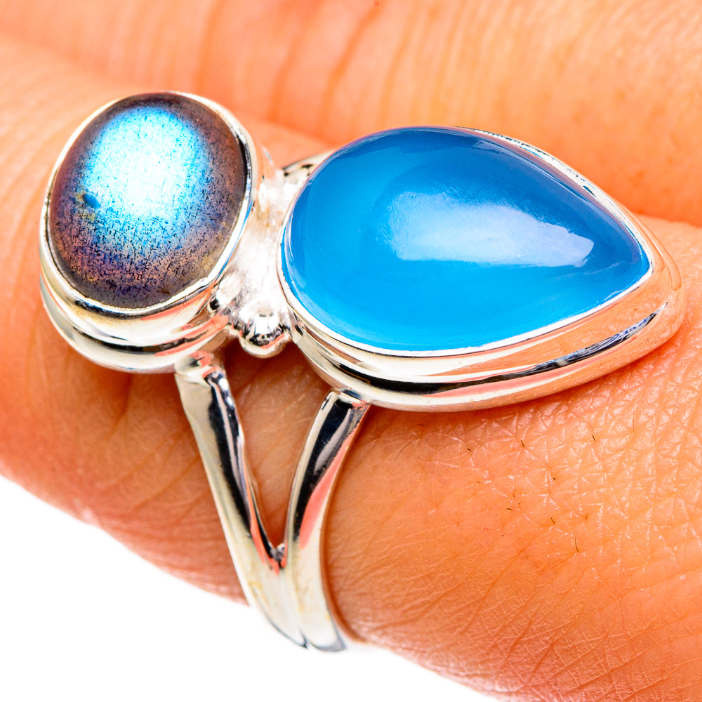 Aqua Chalcedony, Labradorite Rings handcrafted by Anasilvercos - RING85994
