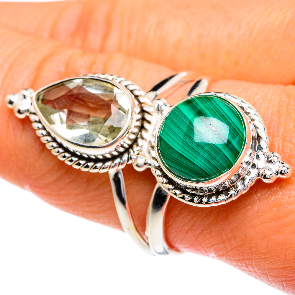 Malachite, Green Amethyst Rings handcrafted by Anasilvercos - RING85998