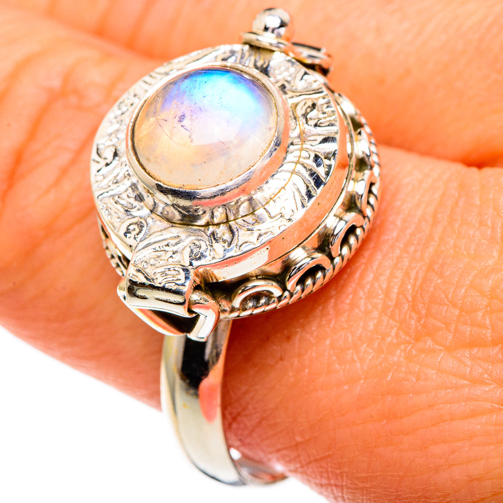 Rainbow Moonstone Rings handcrafted by Anasilvercos - RING86019
