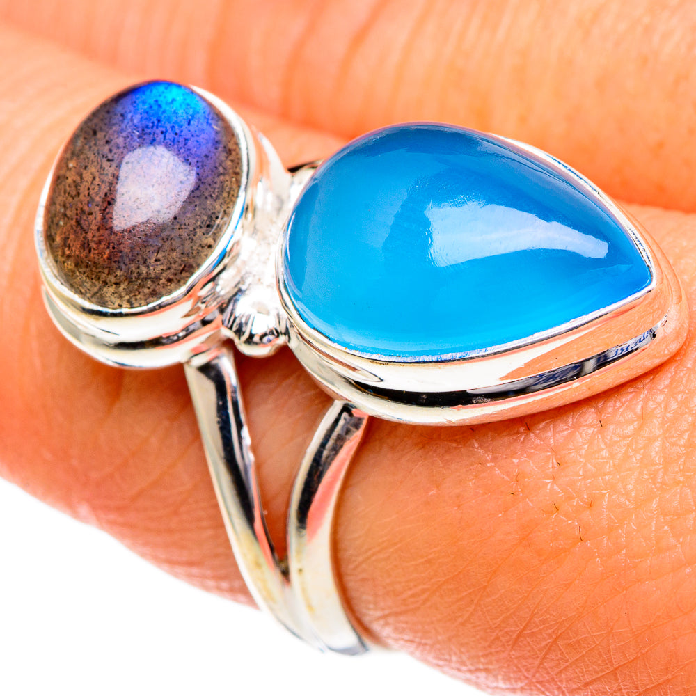Aqua Chalcedony, Labradorite Rings handcrafted by Anasilvercos - RING86026