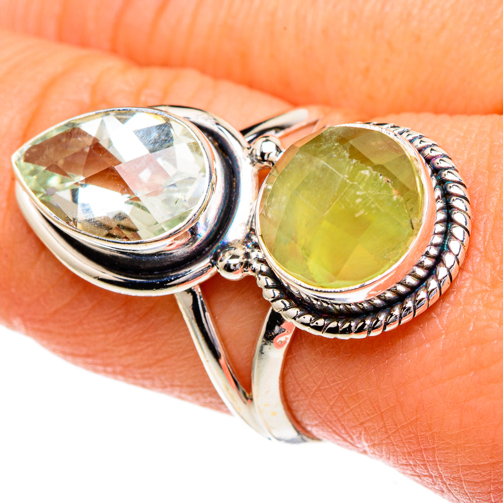 Prehnite, Green Amethyst Rings handcrafted by Anasilvercos - RING86031