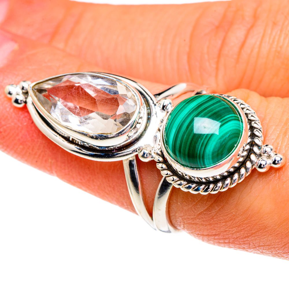 Malachite, White Quartz Rings handcrafted by Anasilvercos - RING86032