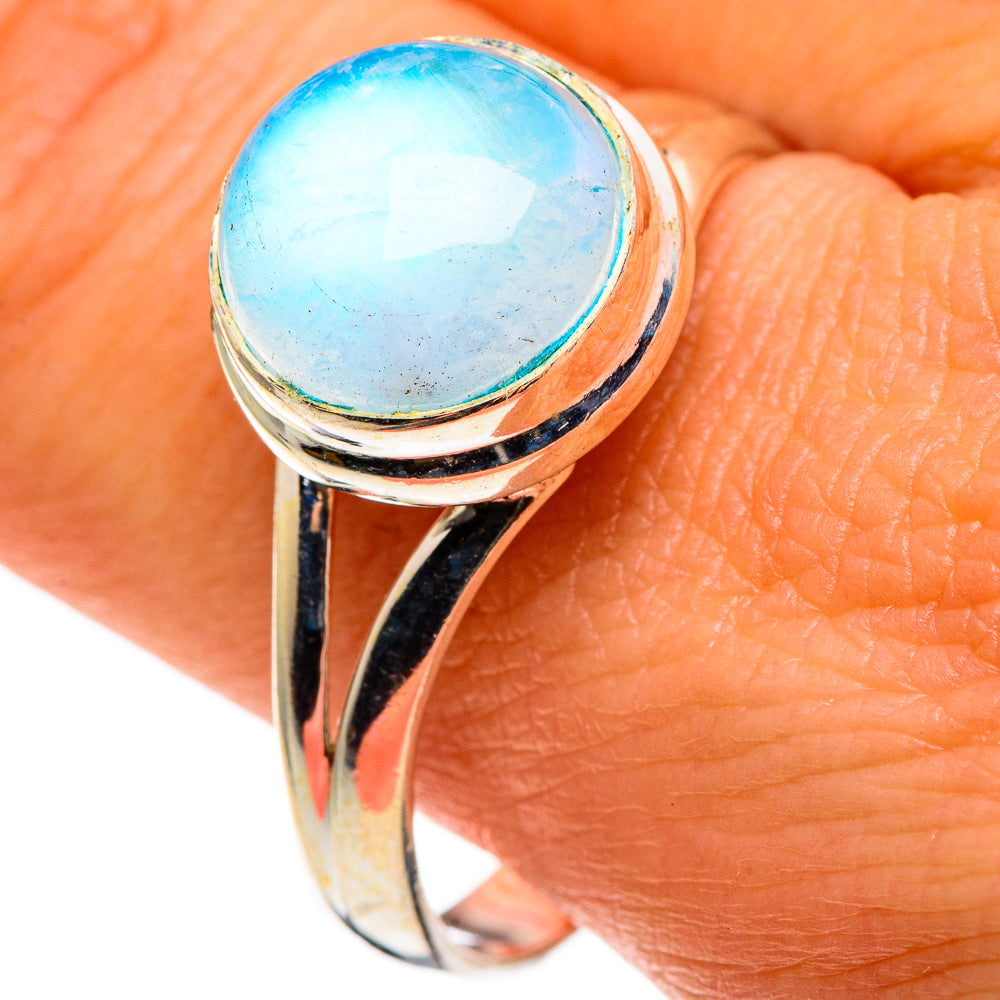 Rainbow Moonstone Rings handcrafted by Anasilvercos - RING86096