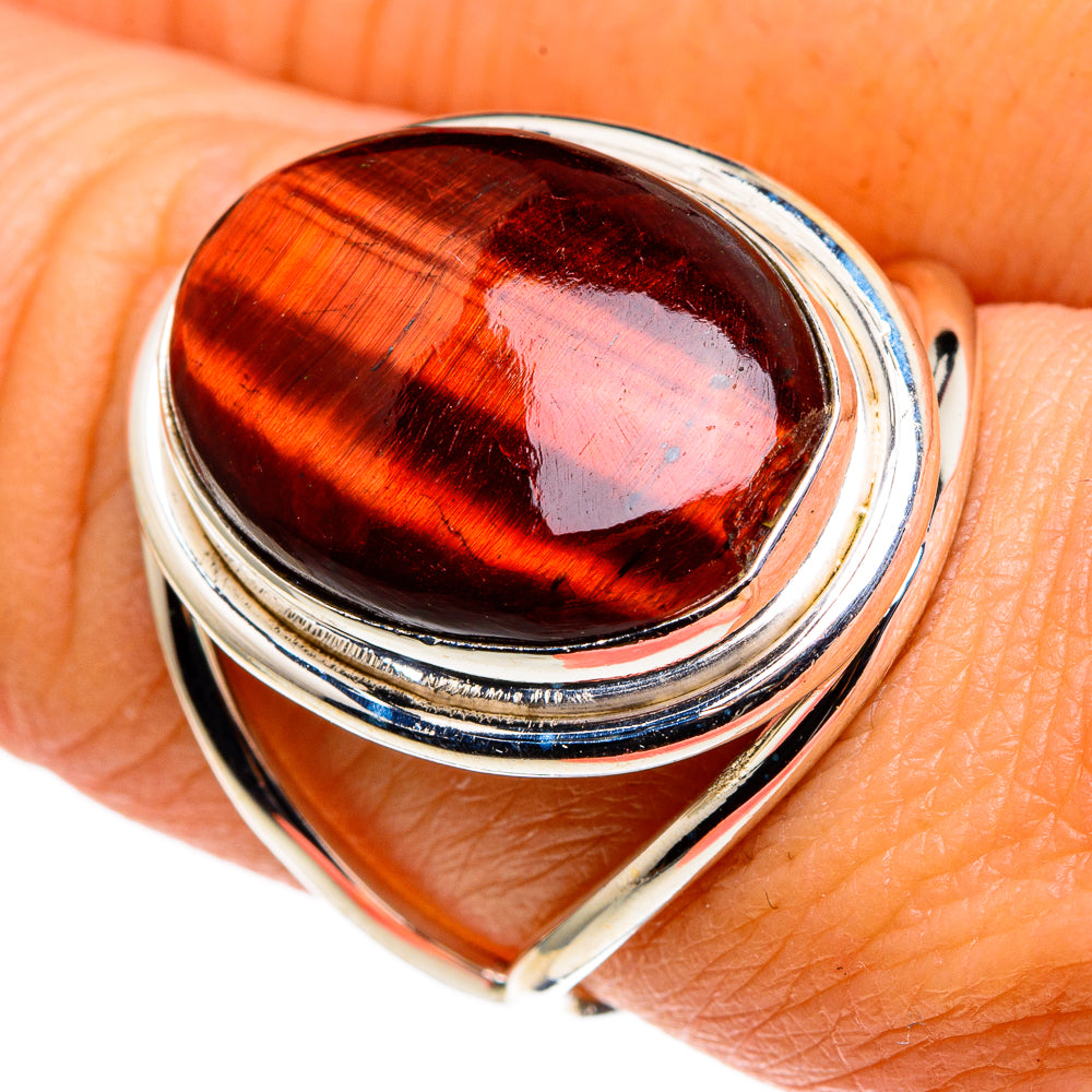Red Tiger Eye Rings handcrafted by Anasilvercos - RING86145