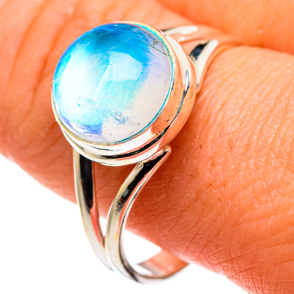 Rainbow Moonstone Rings handcrafted by Anasilvercos - RING86176