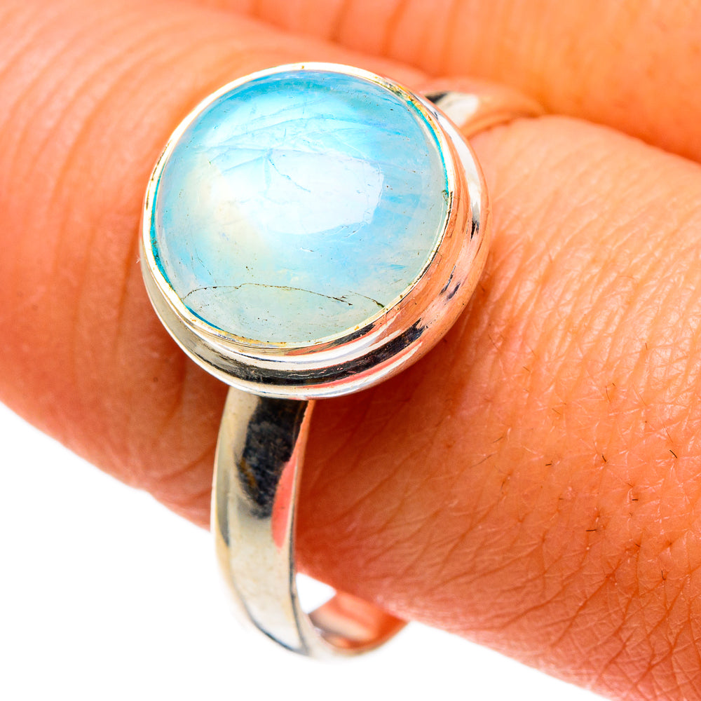 Rainbow Moonstone Rings handcrafted by Anasilvercos - RING86256