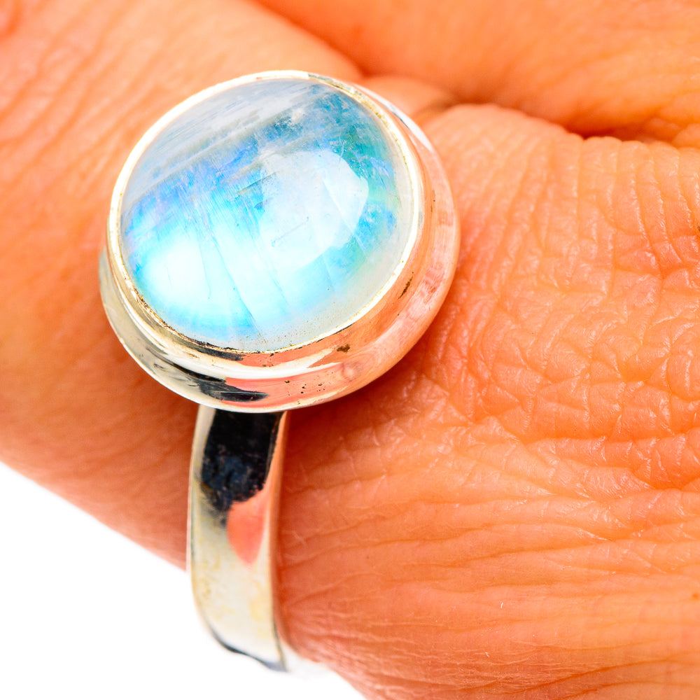 Rainbow Moonstone Rings handcrafted by Anasilvercos - RING86286
