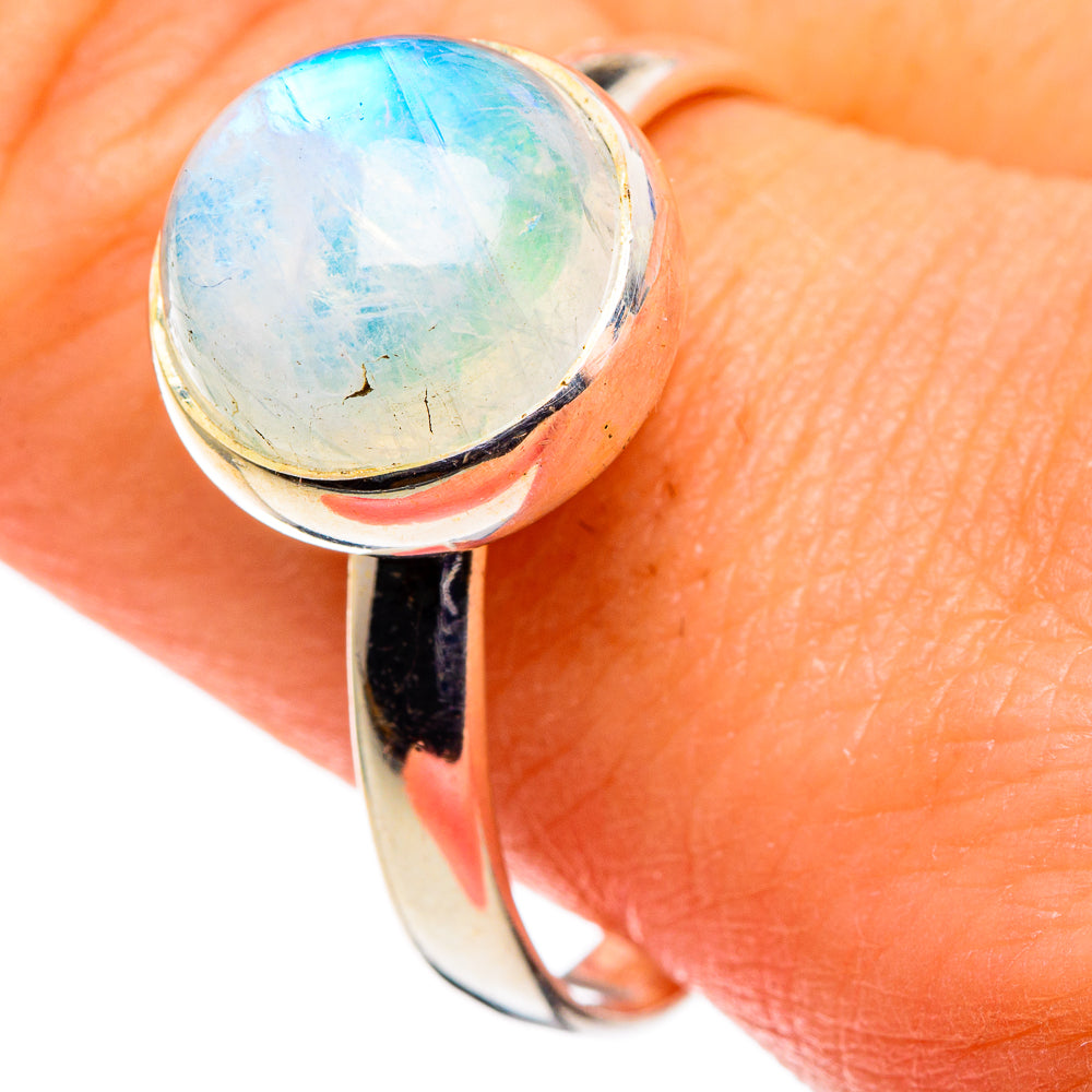 Rainbow Moonstone Rings handcrafted by Anasilvercos - RING86379