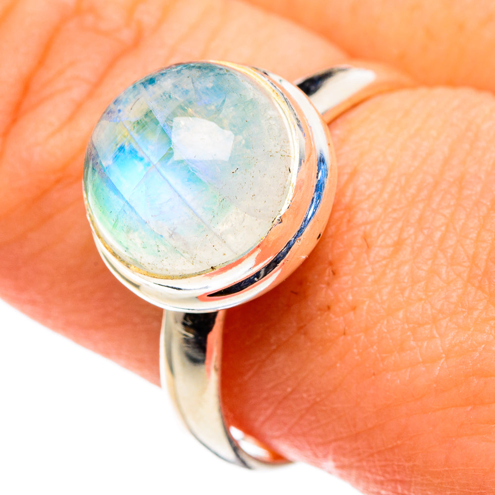 Rainbow Moonstone Rings handcrafted by Anasilvercos - RING86417
