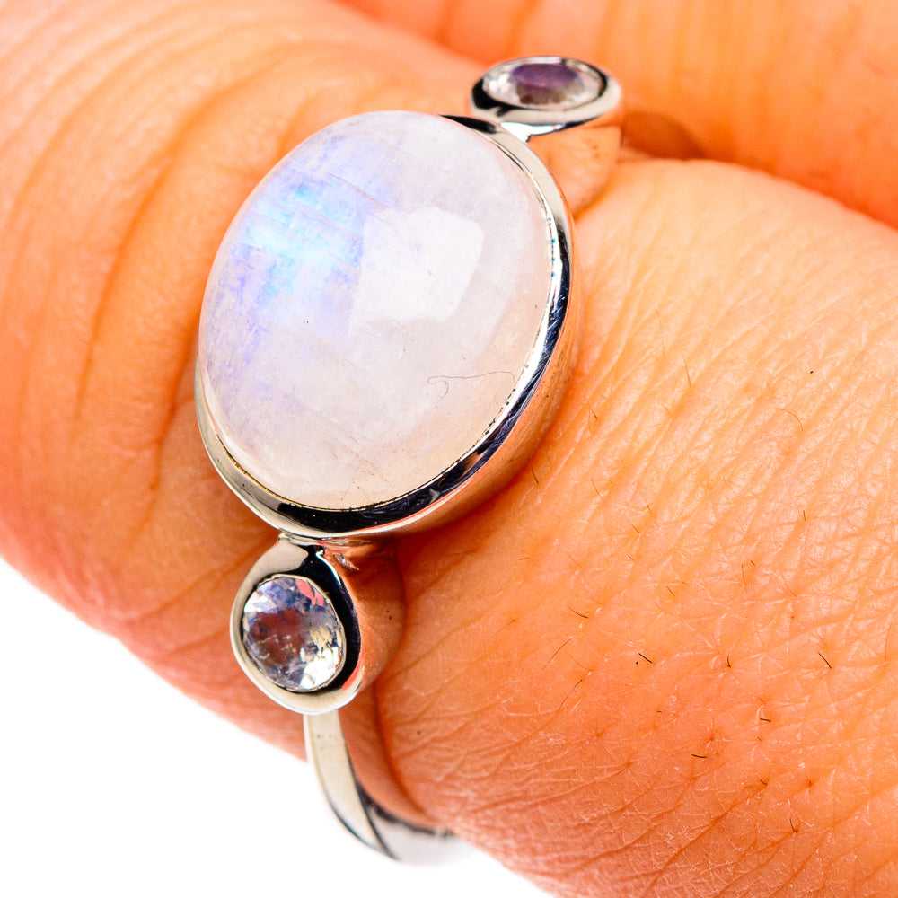 Rainbow Moonstone Rings handcrafted by Anasilvercos - RING86441