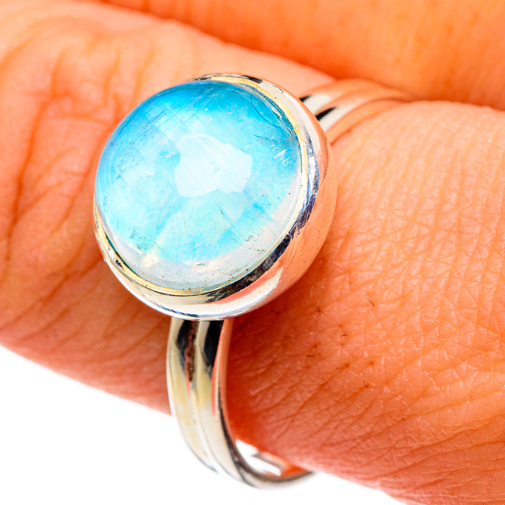 Rainbow Moonstone Rings handcrafted by Anasilvercos - RING86452