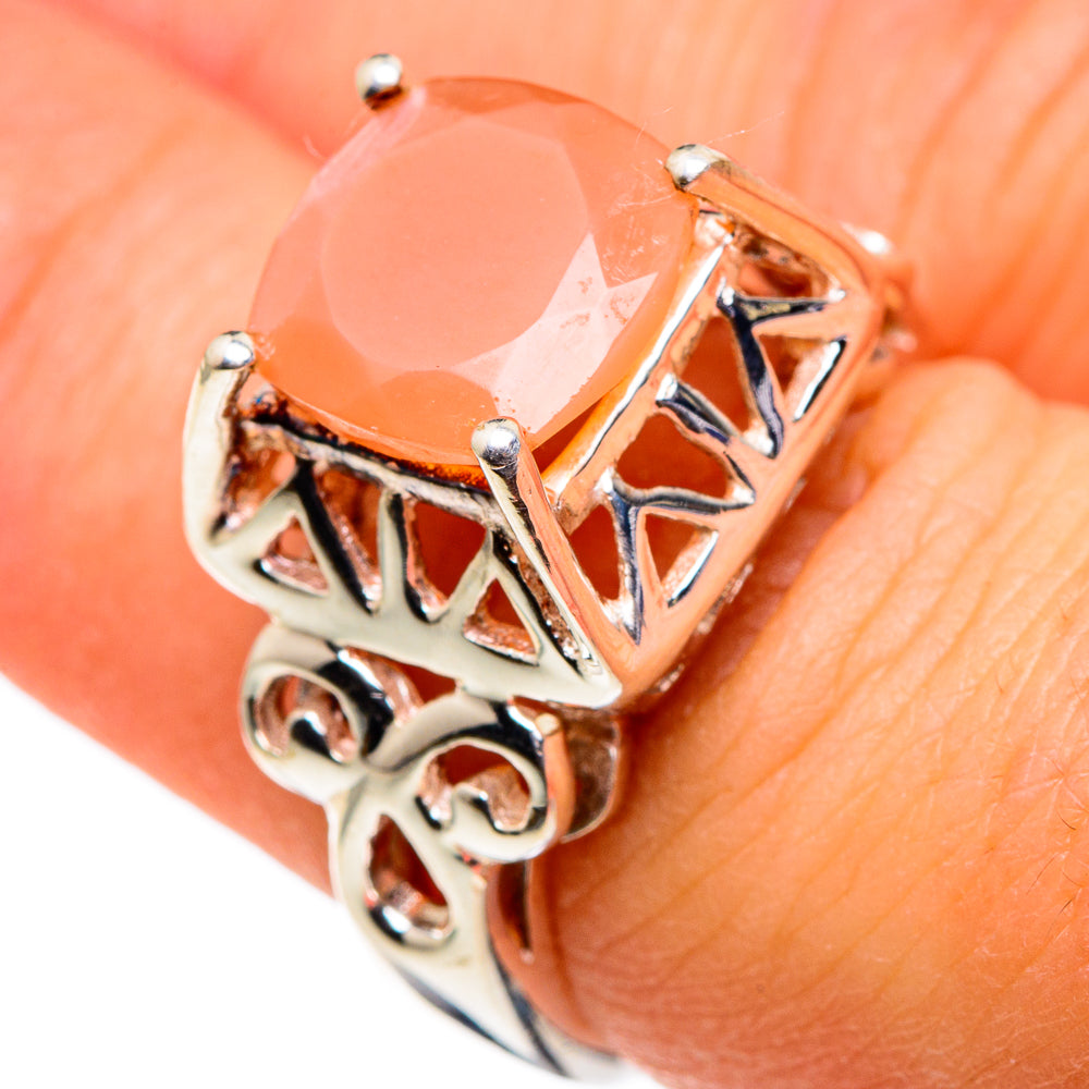 Peach Moonstone Rings handcrafted by Anasilvercos - RING86461