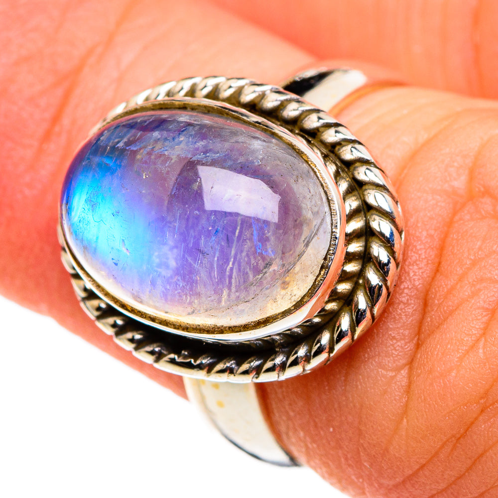 Rainbow Moonstone Rings handcrafted by Anasilvercos - RING86473
