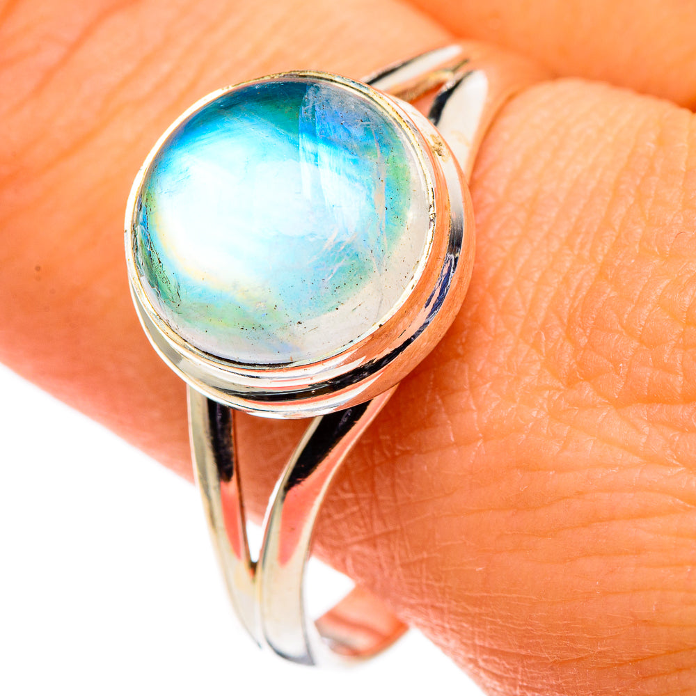 Rainbow Moonstone Rings handcrafted by Anasilvercos - RING86519