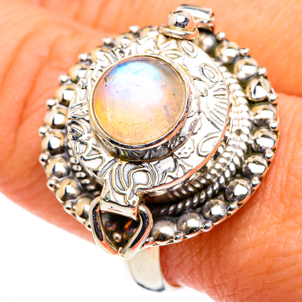 Rainbow Moonstone Rings handcrafted by Anasilvercos - RING86642