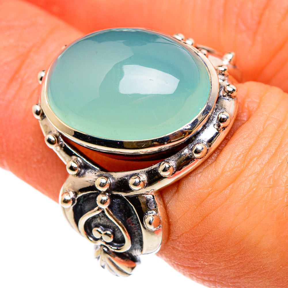 Aqua Chalcedony Rings handcrafted by Anasilvercos - RING86829