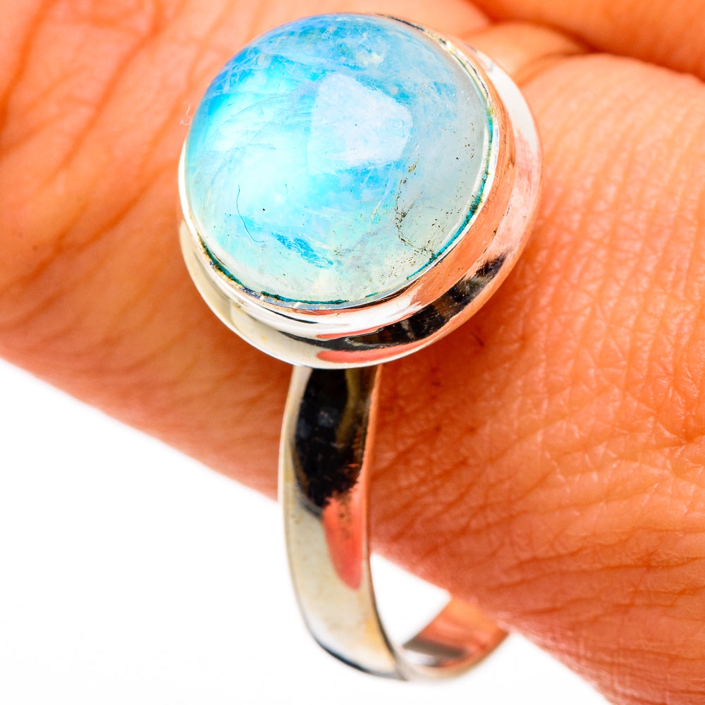 Rainbow Moonstone Rings handcrafted by Anasilvercos - RING86831
