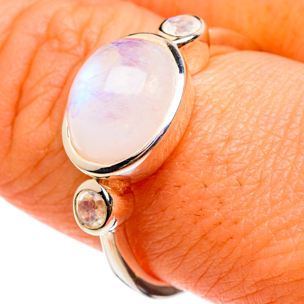 Rainbow Moonstone Rings handcrafted by Anasilvercos - RING86851