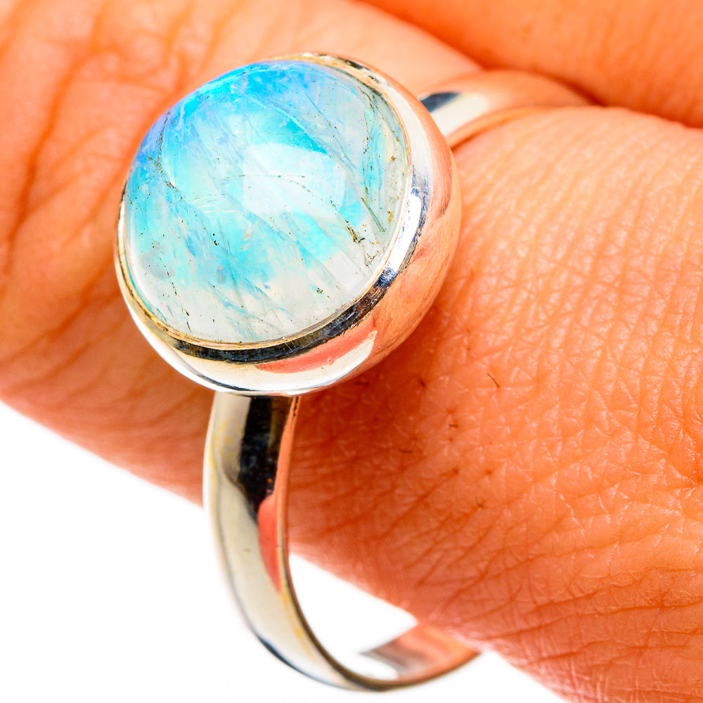 Rainbow Moonstone Rings handcrafted by Anasilvercos - RING86893
