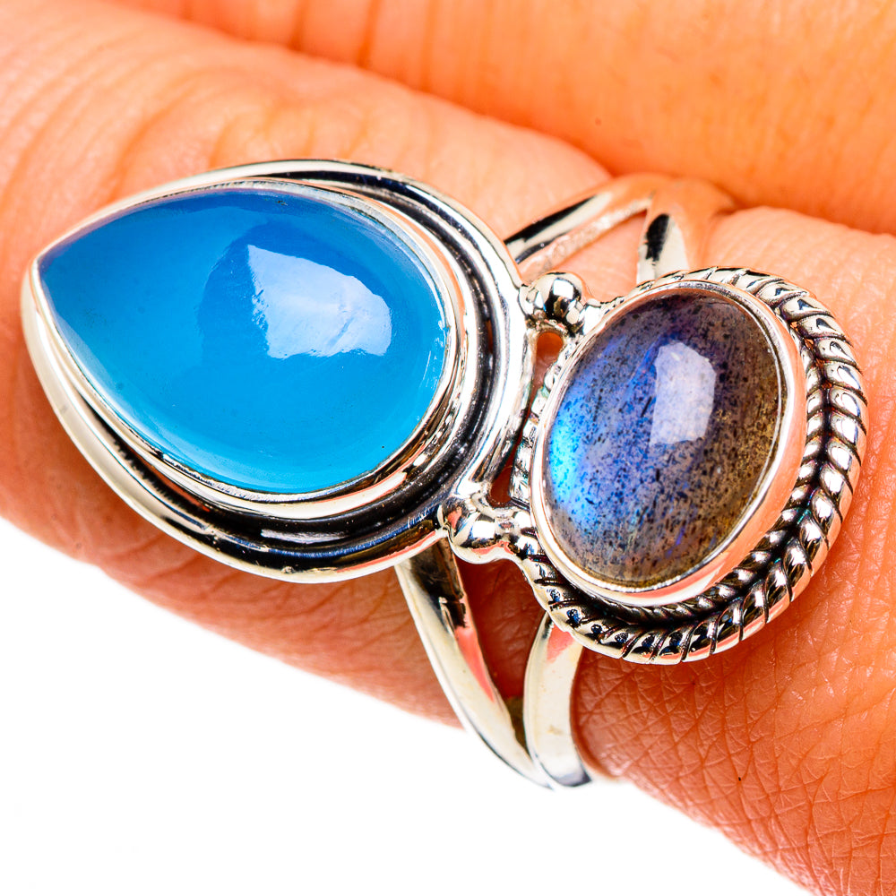 Aqua Chalcedony Rings handcrafted by Anasilvercos - RING86972