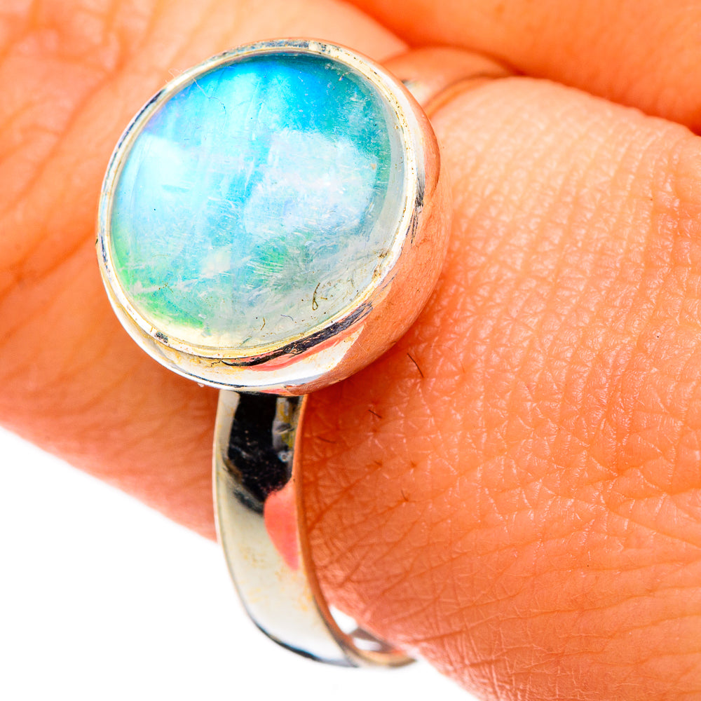 Rainbow Moonstone Rings handcrafted by Anasilvercos - RING87036