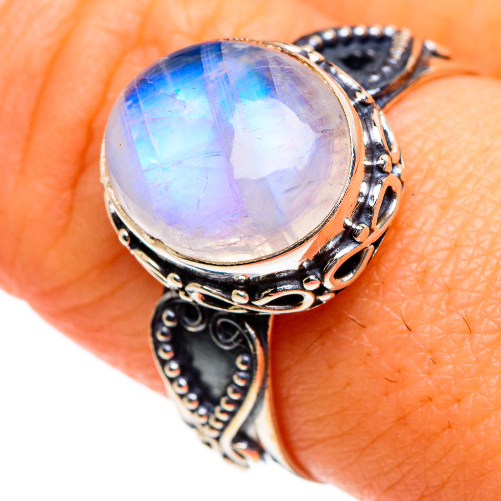 Rainbow Moonstone Rings handcrafted by Anasilvercos - RING87048