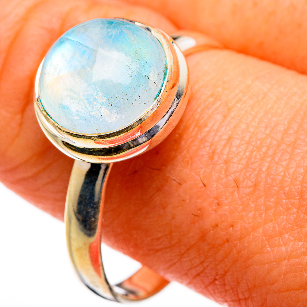 Rainbow Moonstone Rings handcrafted by Anasilvercos - RING87056