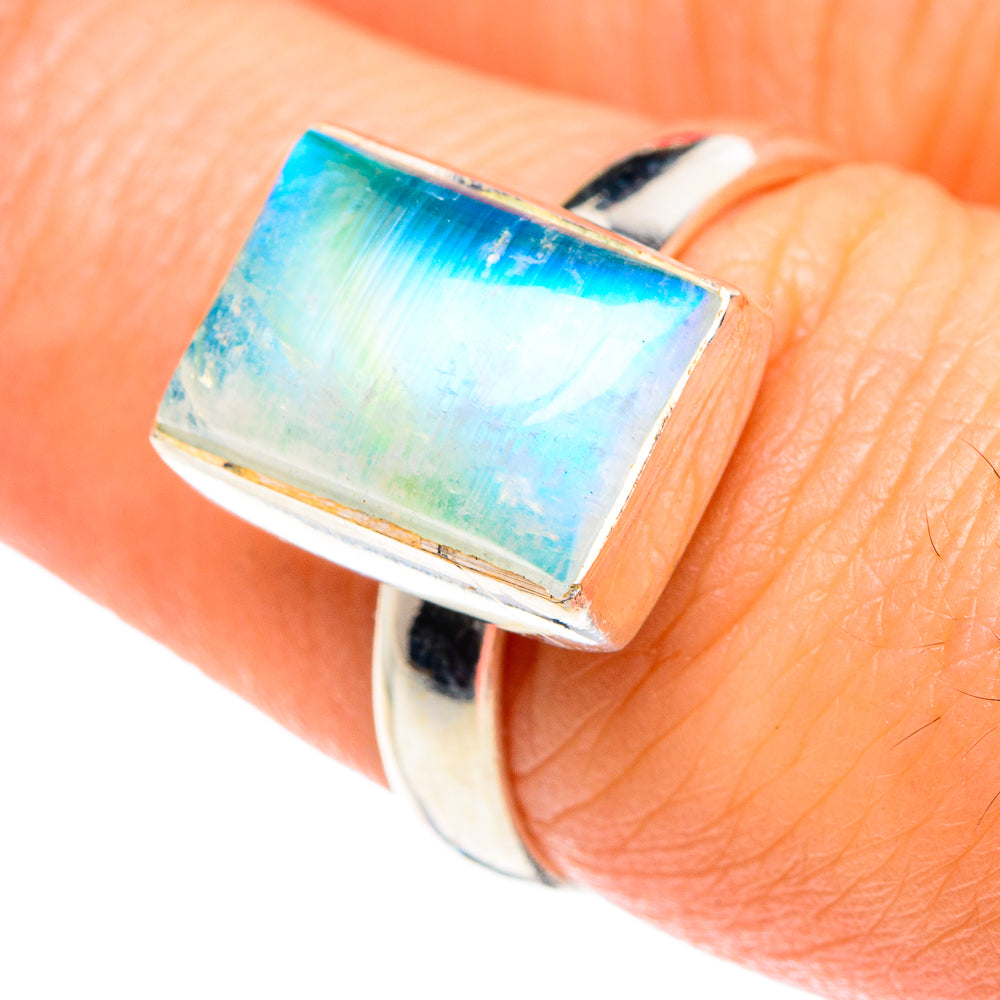 Rainbow Moonstone Rings handcrafted by Anasilvercos - RING87075