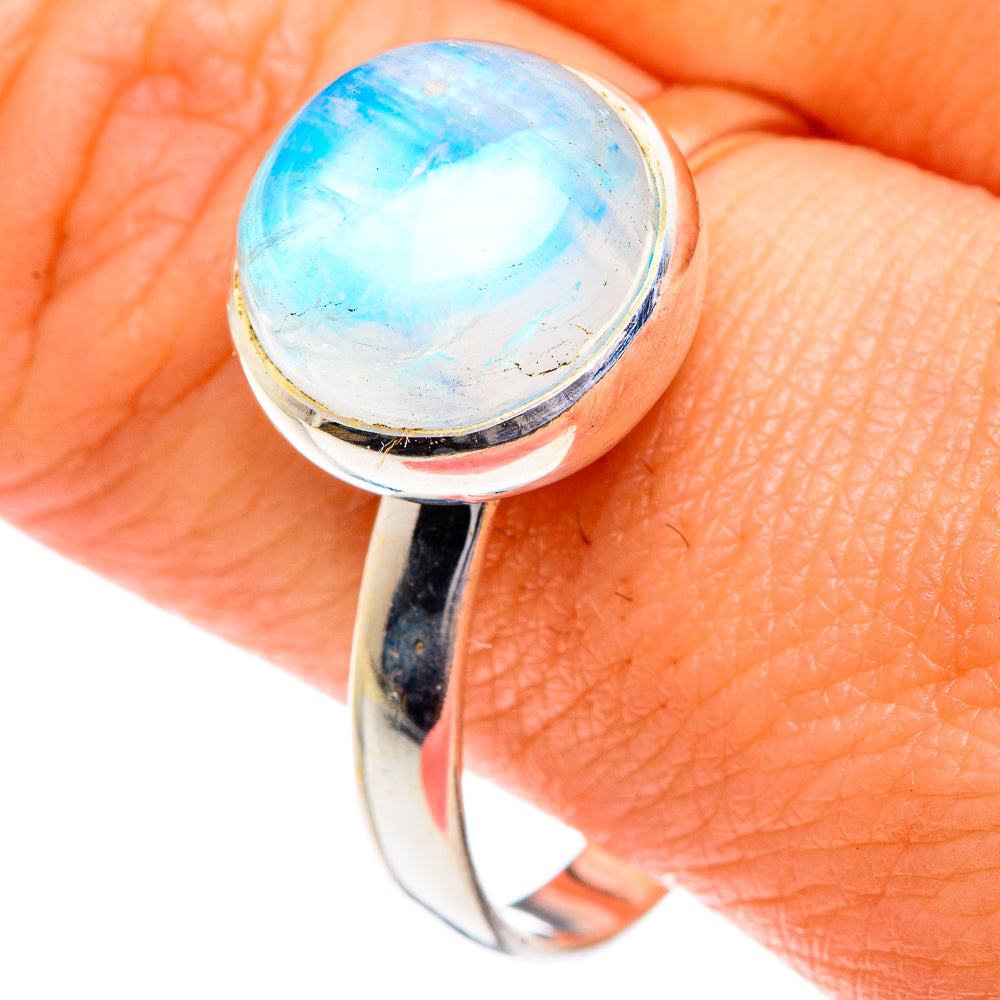 Rainbow Moonstone Rings handcrafted by Anasilvercos - RING87180