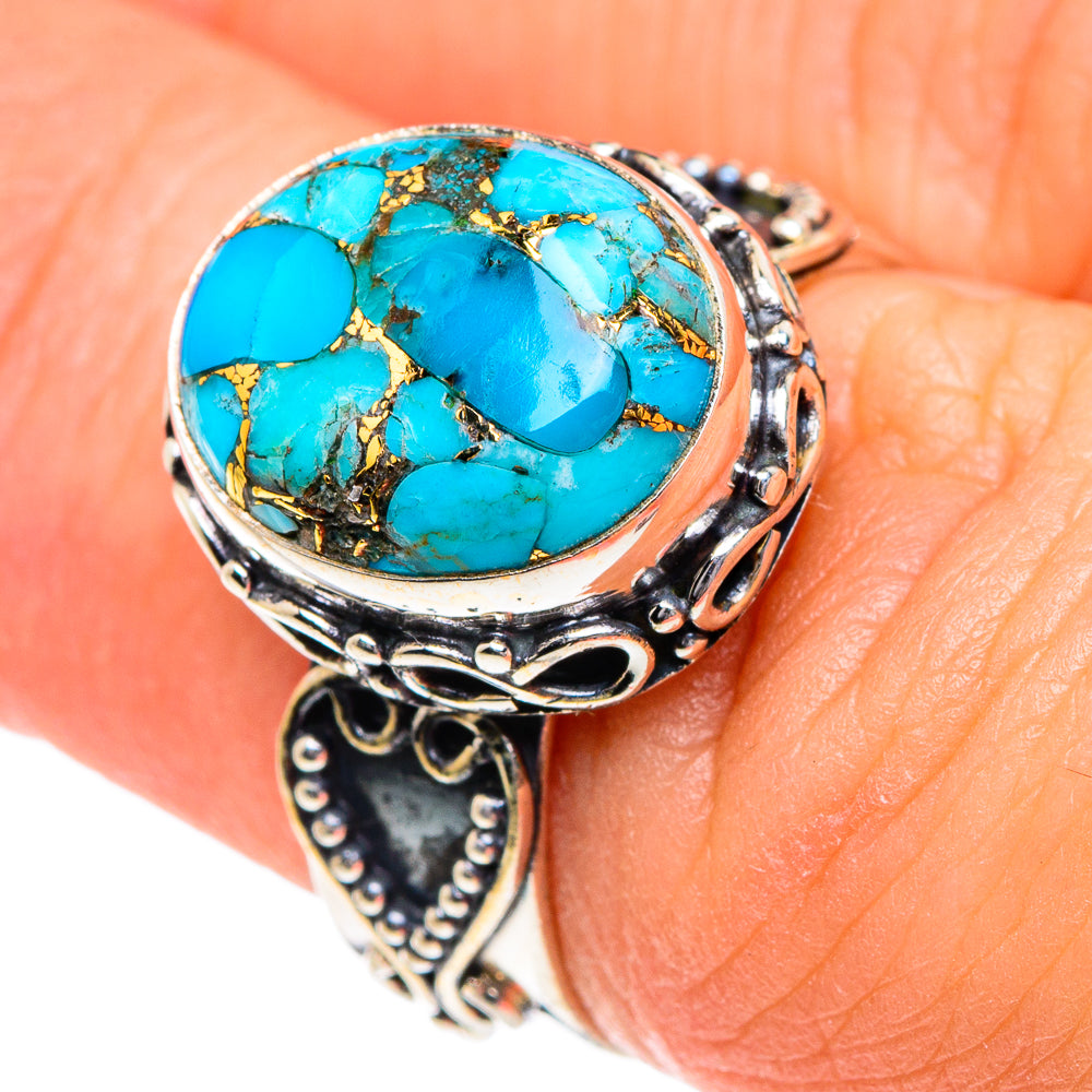 Blue Copper Composite Turquoise Rings handcrafted by Anasilvercos - RING87220