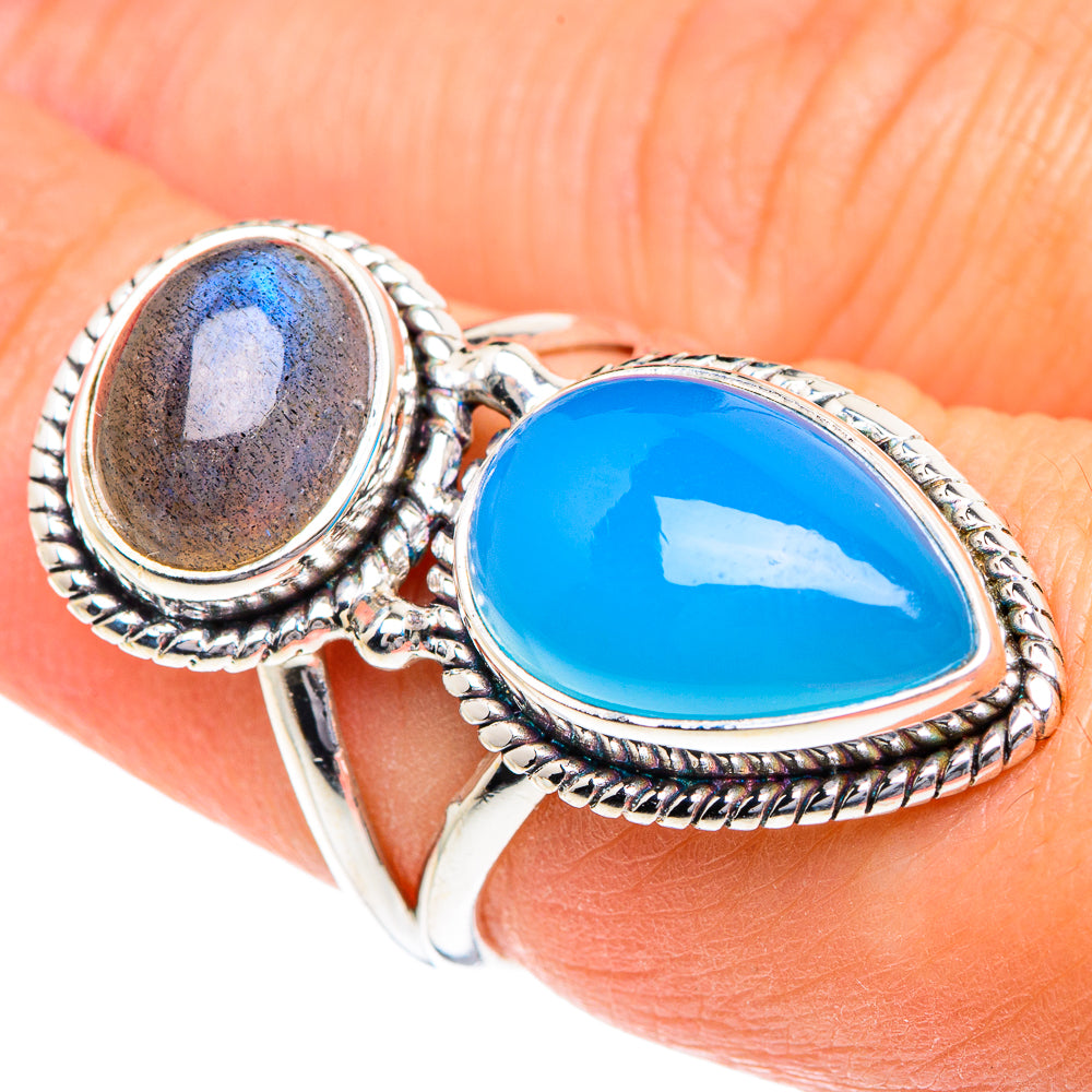 Aqua Chalcedony Rings handcrafted by Anasilvercos - RING87223