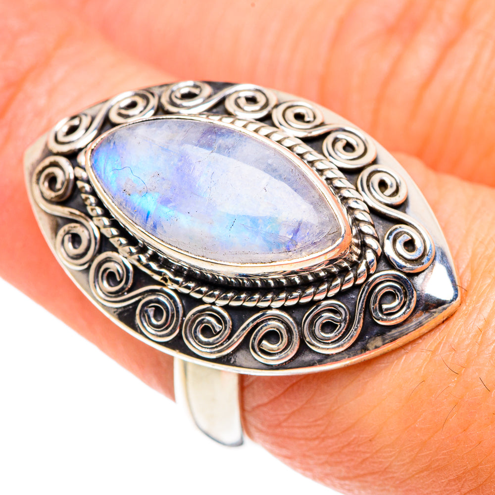 Rainbow Moonstone Rings handcrafted by Anasilvercos - RING87271