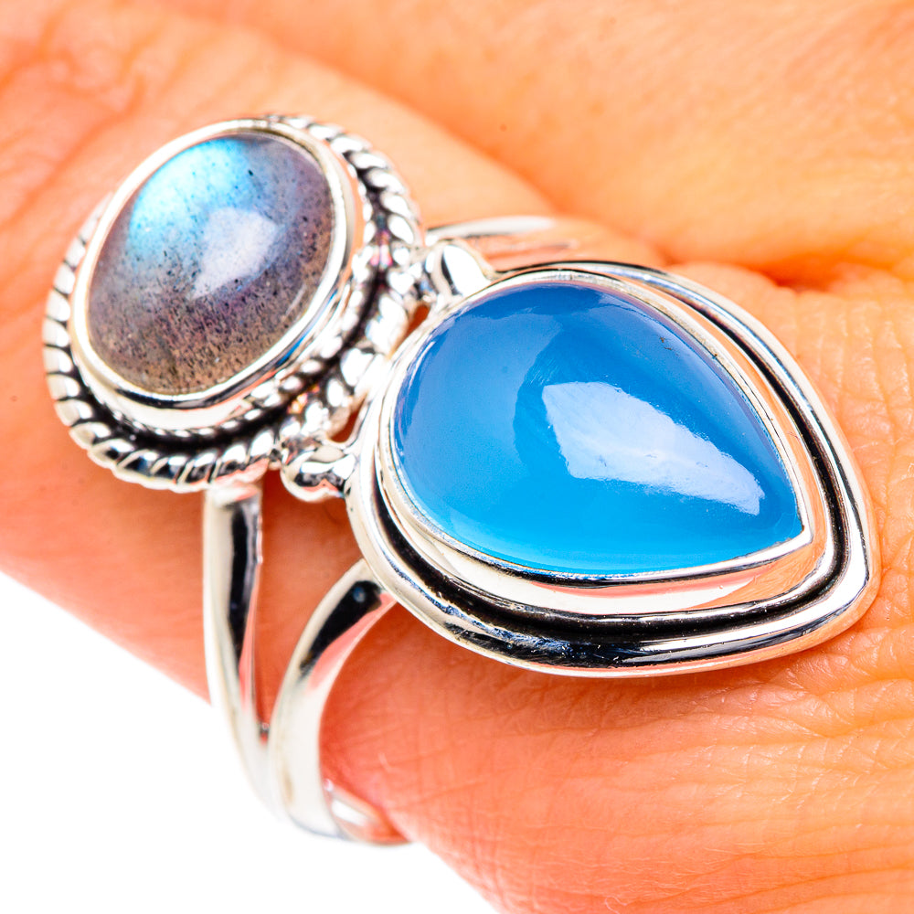 Aqua Chalcedony Rings handcrafted by Anasilvercos - RING87308