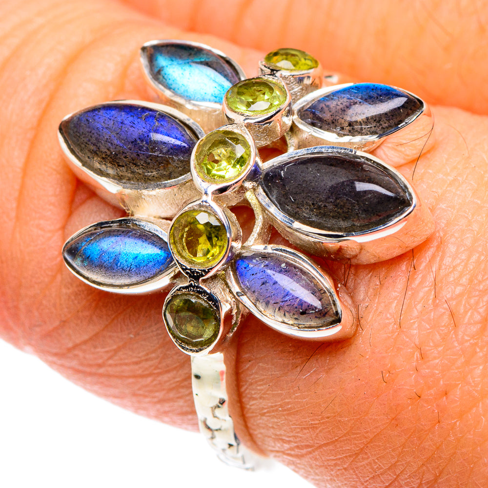Labradorite, Blue Topaz Rings handcrafted by Anasilvercos - RING87388