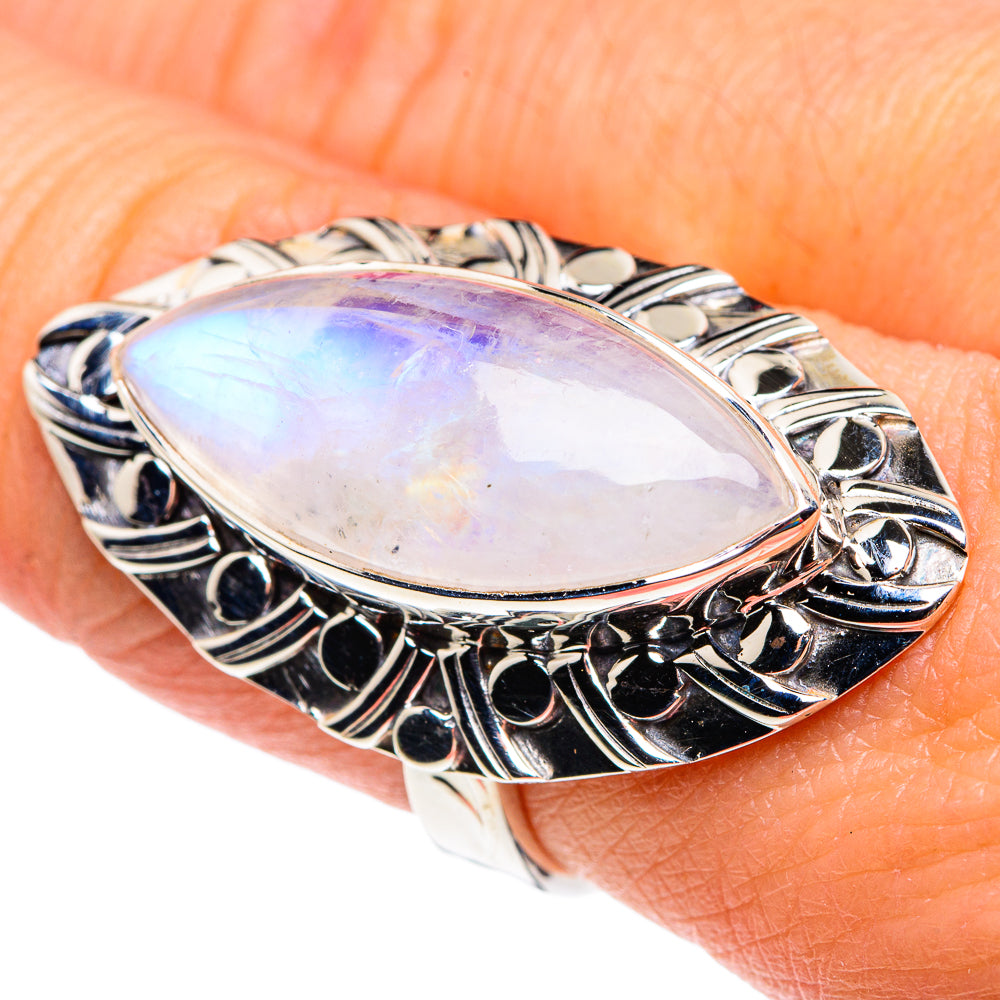 Rainbow Moonstone Rings handcrafted by Anasilvercos - RING87409