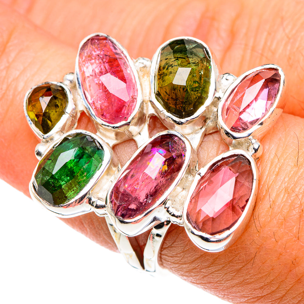 Pink Tourmaline, Green Tourmaline Rings handcrafted by Anasilvercos - RING87411