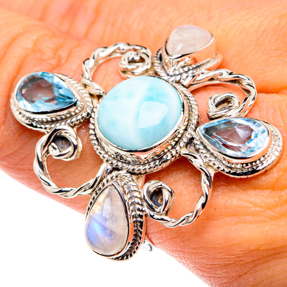 Larimar, Blue Topaz Rings handcrafted by Anasilvercos - RING87421