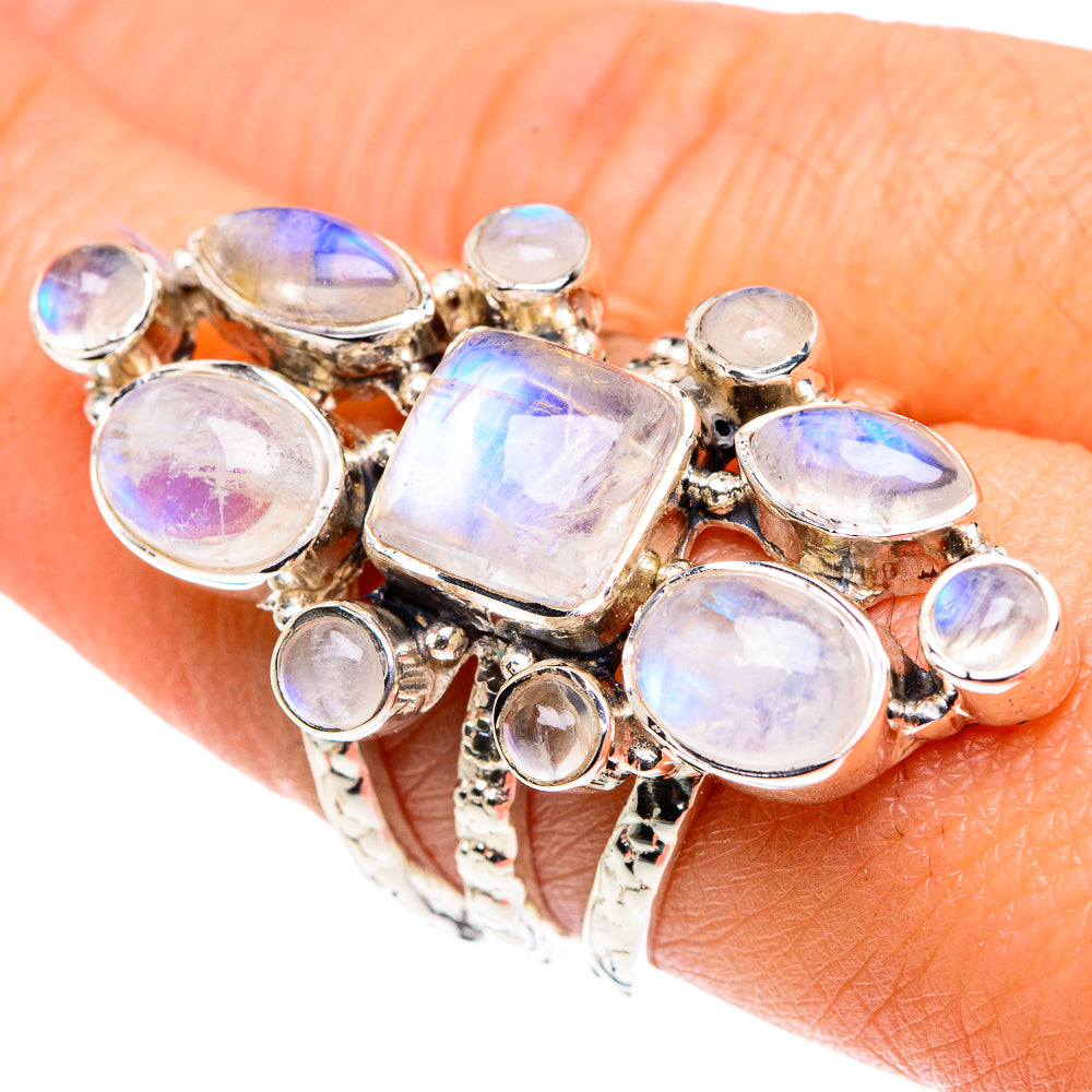 Rainbow Moonstone Rings handcrafted by Anasilvercos - RING87435