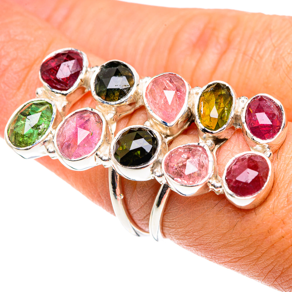 Pink Tourmaline, Green Tourmaline Rings handcrafted by Anasilvercos - RING87440