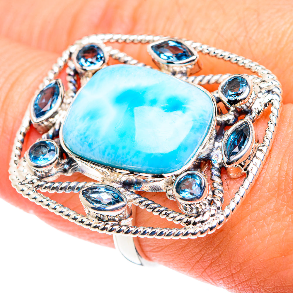 Larimar, Blue Quartz Rings handcrafted by Anasilvercos - RING87443