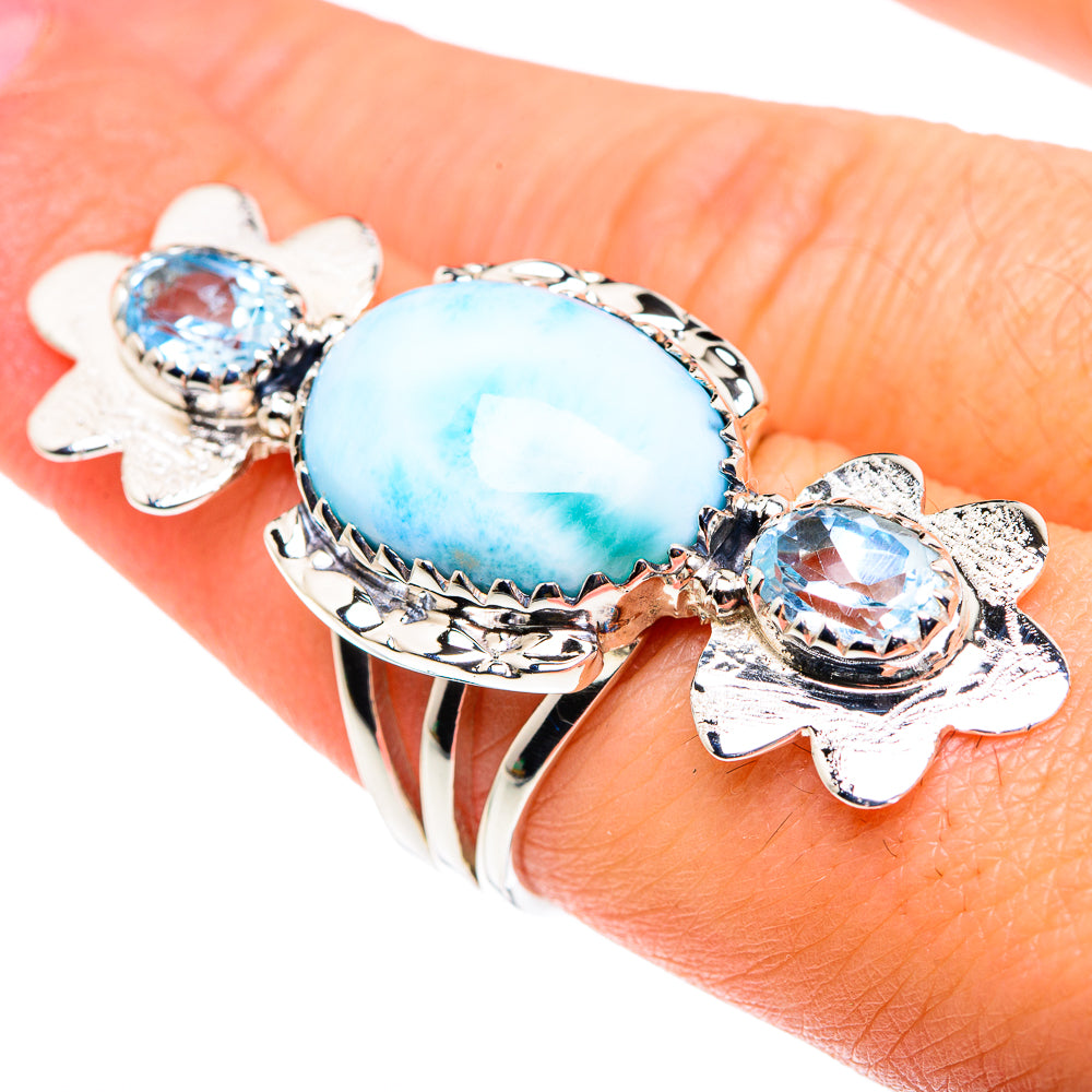 Larimar, Blue Topaz Rings handcrafted by Anasilvercos - RING87449
