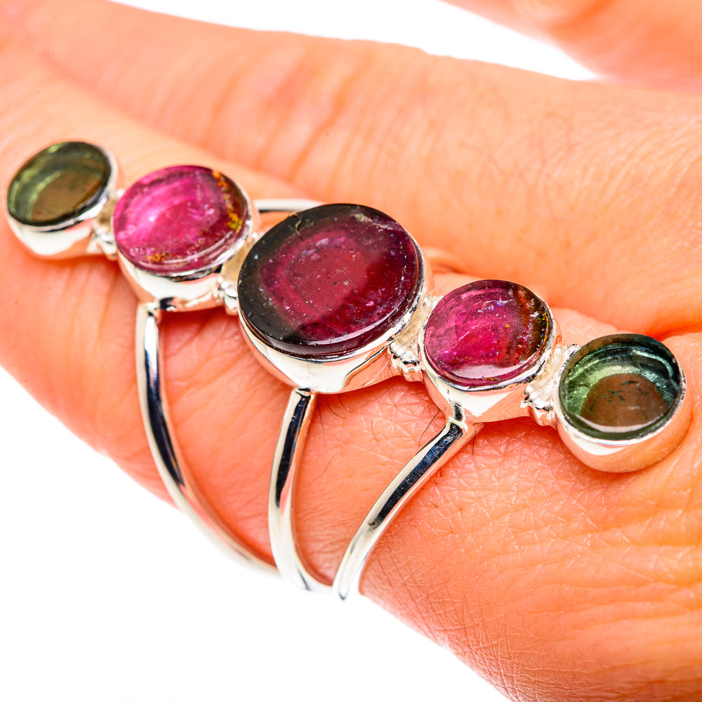 Pink Tourmaline, Green Tourmaline Rings handcrafted by Anasilvercos - RING87460
